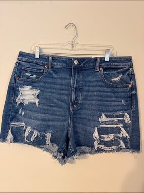 American Eagle Outfitters Distressed Dark Blue Denim Shorts